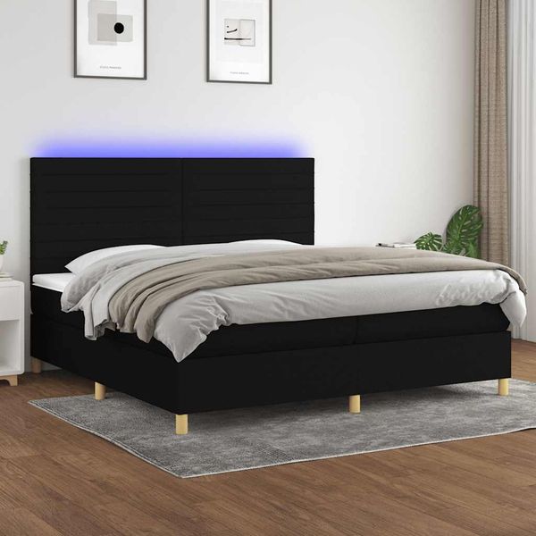 vidaXL Posteľ boxsping s matracom a LED čierna 200x200 cm látka