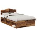 vidaXL Rám postele Staré drevo 135 x 190 cm Masívne borovicové drevo