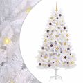 vidaXL Umelý Sklápací Vianočný Stromček LED Biela 106 x 106 x 210 cm