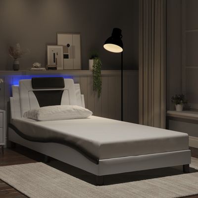 vidaXL Rám postele, Viana, s LED bez matraca, bielo čierny 100x200cm