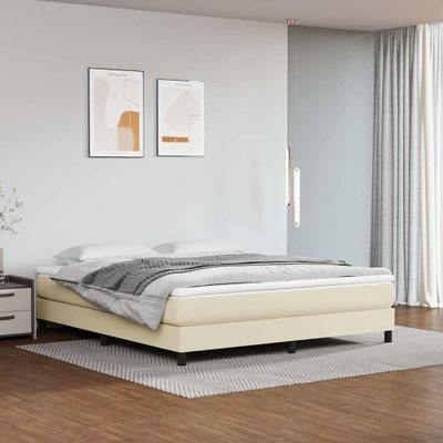 vidaXL Posteľný rám s boxspringom krémový 180x200 cm umelá koža