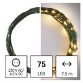 LED vianočný nano reťaz zelený, 7,5 m, vonkajší aj vnútorný, teplá biela, časovač