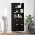 vidaXL Highboard Čierny dub 69,5 x 32,5 x 180 cm Kompozitné drevo