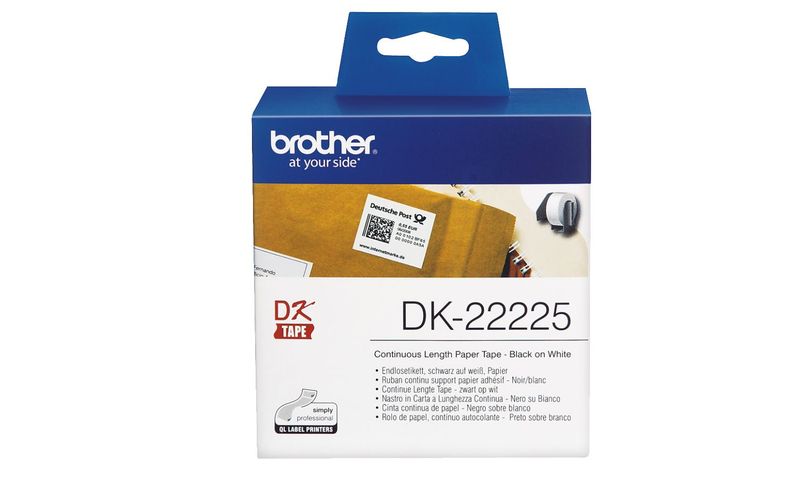 Brother - Kontinuálna papierová rúlka, DK22225, čierna na bielu, šírka 38 mm