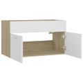 vidaXL Skrinka pod umývadlo biela+sonoma 80x38,5x46cm kompozitné drevo