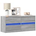 vidaXL TV nástenná skrinka s LED svetlami sivá sonoma 100x31x45 cm