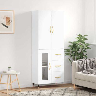 vidaXL Vysoká skrinka biela 69,5x34x180 cm spracované drevo