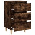 vidaXL Nočné stolíky nohy z masívneho dreva 2 ks dymový dub 40x35x69cm