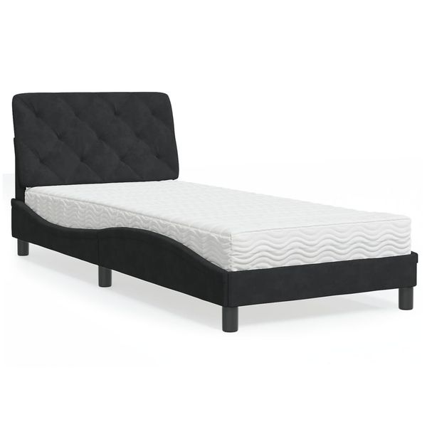 vidaXL Posteľ s matracom čierny 90x200 cm zamat