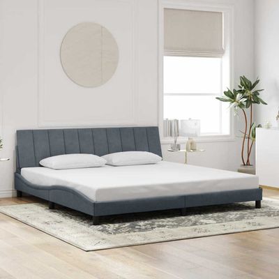 vidaXL Rám postele bez matraca Hanko tmavosivá 200x200 cm zamat