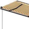 vidaXL Automaticky zaťahovacia markíza so stĺpmi 4,5x3,5 m žlto-biela