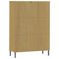 vidaXL Knižnica kovové nohy hnedá 90x35x128,5 cm masívne drevo OSLO