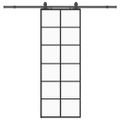 vidaXL Posuvné dvere s kovaním čierne 76x205 cm ESG sklo