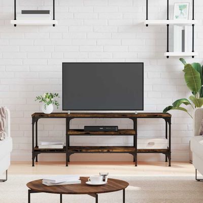 vidaXL TV skrinka dymový dub 121x35x45 cm kompozitné drevo a železo