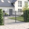 vidaXL Brána z Plotu s Špicatým Vrcholom KAMPEN 305 x 150 cm Oceľ Sivá