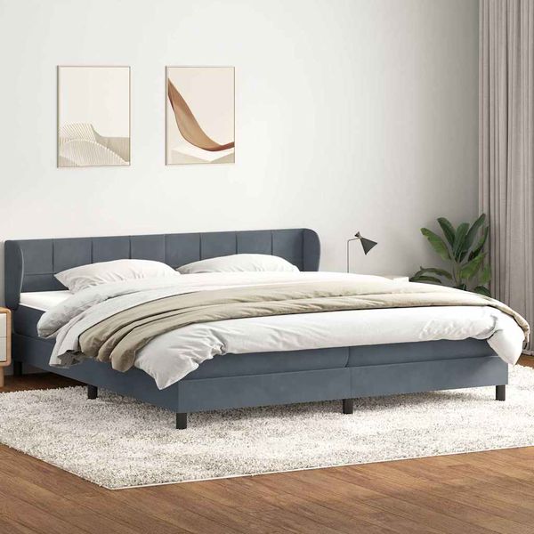 vidaXL Box Spring Posteľ s matracmi Tmavošedá 180x210 cm Zamat