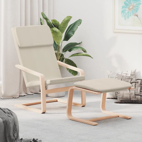 vidaXL Relaxačné kreslo s podnožkou krémové látka
