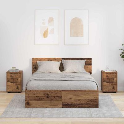 vidaXL Nočné stolíky so zásuvkou 2 pcs Staré drevo 30,5 x 30 x 43 cm
