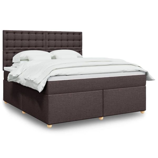vidaXL Boxspring posteľ s matracom tmavohnedá 180x200 cm látka
