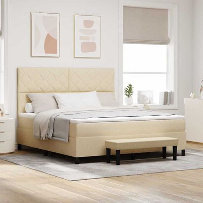 vidaXL Posteľ s pružinovým rámom Krémová 180 x 200 cm látka