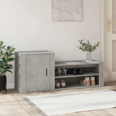 vidaXL Botník betónovo sivý 130x35x54 cm spracované drevo
