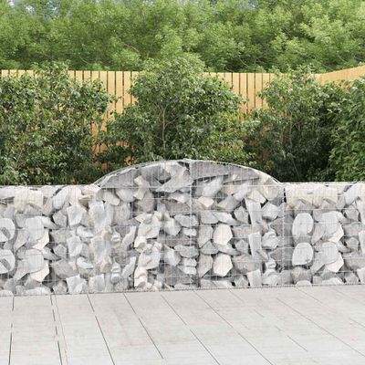 vidaXL Oblúkové gabionové koše 7 ks 300x30x80/100cm pozinkované železo