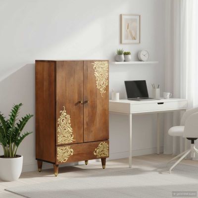 vidaXL Highboard Hnedá 60 x 33 x 100 cm Masívne mango drevo
