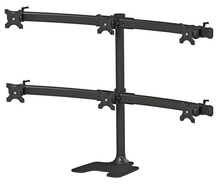 Neomounts FPMA-D700DD6/Držák displeje/na stůl/10-27"/stojan+průchodka/VESA 100X100/nosn. 6x8kg/6 displejů/černý Stojan, VESA, stolní, pro 6 plochých monitoru, úhloprícka 10"-27", náklon 180°, otácení 180°, rotace 360°, nosnost 48kg, cerný