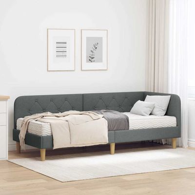 vidaXL Rohový rám postele Tmavo šedá 80 x 200 cm látka