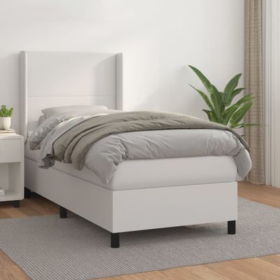 vidaXL Boxspring posteľ s matracom biela 90x190 cm umelá koža