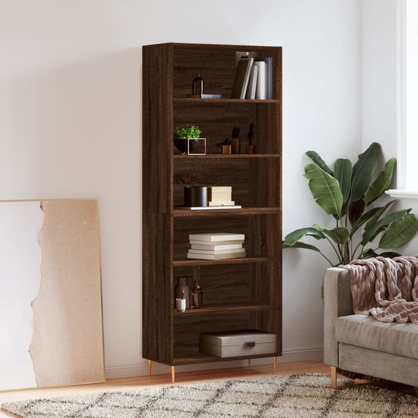 vidaXL Vysoká skrinka hnedý dub 69,5x32,5x180 cm kompozitné drevo
