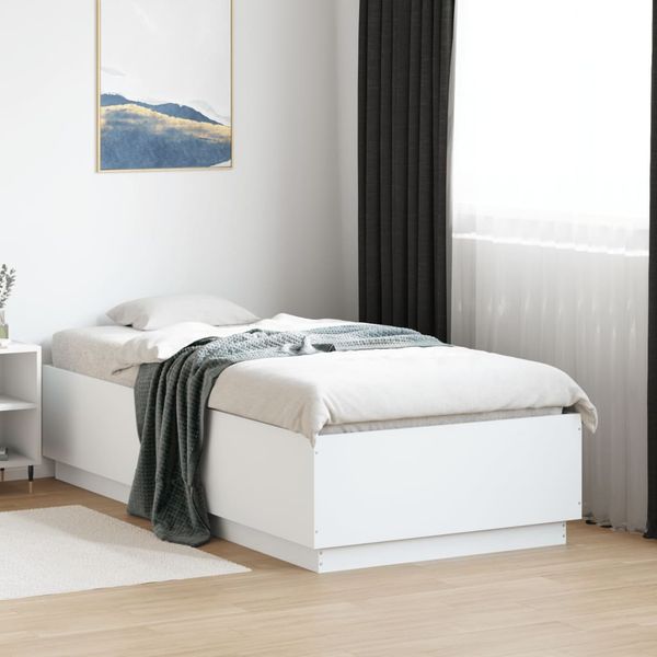 vidaXL Posteľný rám s LED svetlami čierny 90x190 cm kompozitné drevo