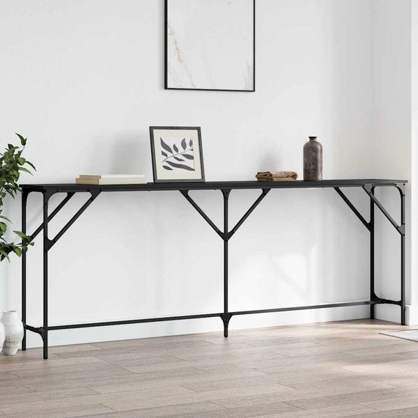 vidaXL Konzolový stolík čierny 200x29x75 cm kompozitné drevo
