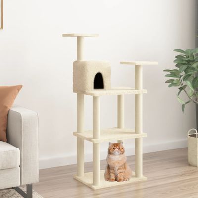 vidaXL Škrabadlo pre mačky so sisalovými stĺpikmi krémové 118,5 cm