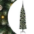 vidaXL Umelý chudý vianočný strom Zelená a biela 120 cm