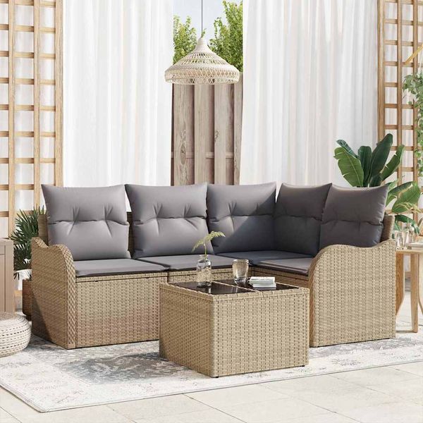 vidaXL Súprava záhradných pohoviek s úložiskom 5 pcs Čierna polyratan