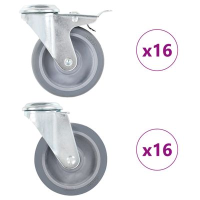 vidaXL 32 ks otočné kolieska s otvorom na skrutku 100 mm