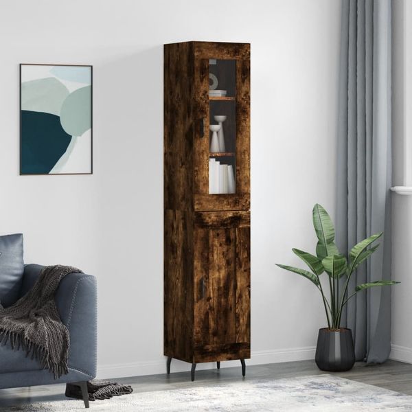 vidaXL Vysoká skrinka dymový dub 34,5x34x180 cm spracované drevo