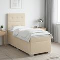 vidaXL Posteľ boxspring s matracom Krémová 90 x 190 cm Látka