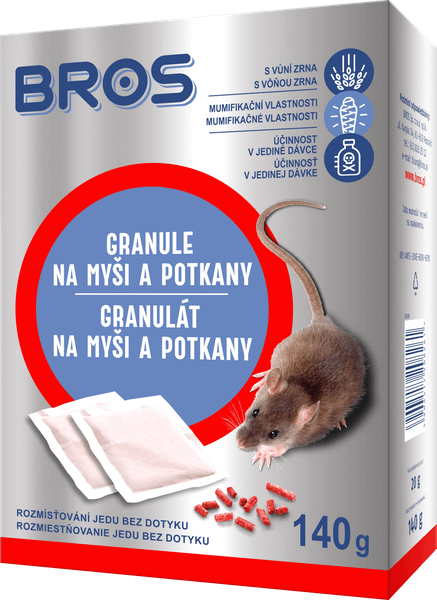 04409 Bros Granulát na myši a potkany 140 g
