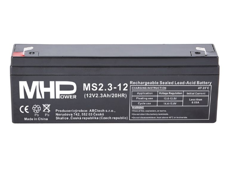 MHPower MS2.3-12 olovený akumulátor AGM 12V/2.3Ah,