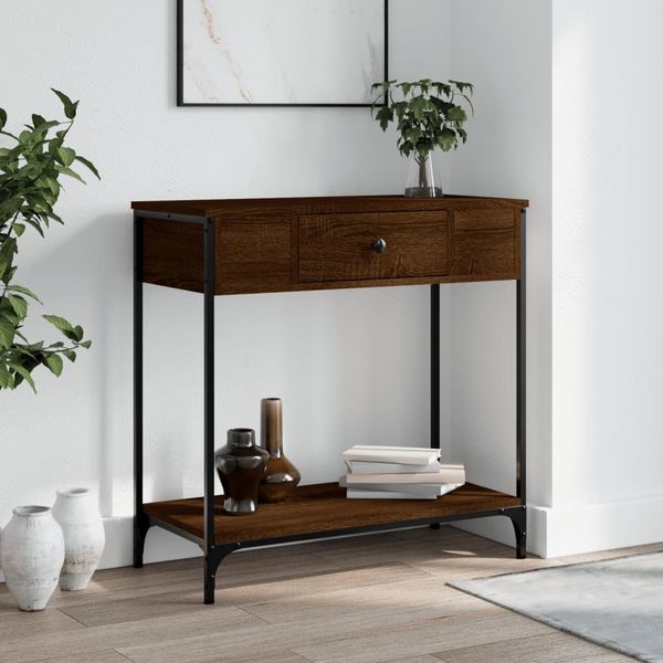 vidaXL Konzolový stolík hnedý dub 75 x 34,5 x 75 cm kompozitné drevo