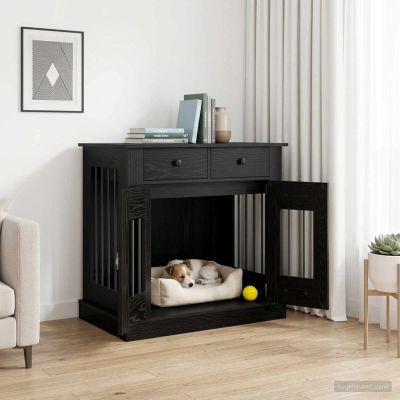 vidaXL Nábytok pre psa Čierny dub 80 x 47,5 x 80 cm Kompozitné drevo