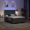vidaXL LED box s pružinami Tmavo šedá 140 x 190 cm látka