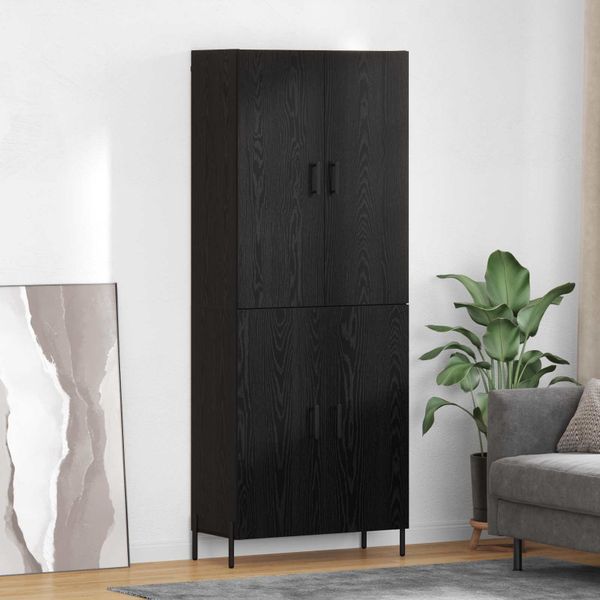 vidaXL Highboard Čierny dub 69,5 x 34 x 180 cm Kompozitné drevo