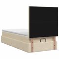 vidaXL Ottoman posteľ s matracom a LED Krémová 90 x 190 cm Látka