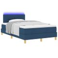 vidaXL LED box s pružinami s LED pásikmi Modrá 120 x 200 cm látka