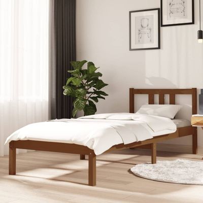 vidaXL Posteľný rám medový drevený masív 75x190cm malé jednolôžko