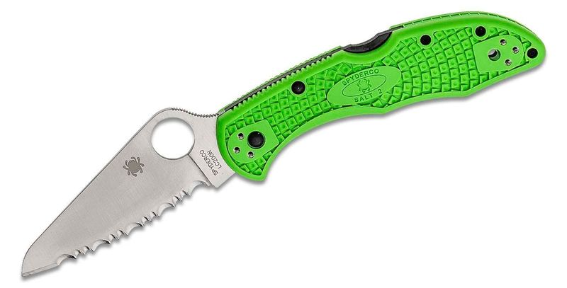 Spyderco C88FSGR2 Salt 2 Green vreckový nôž 7,6 cm, Satin, zelená, FRN