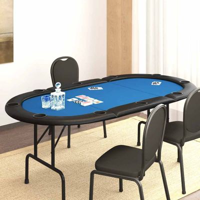 vidaXL Skladací pokrový stôl pre 10 hráčov modrý 207x106x76 cm